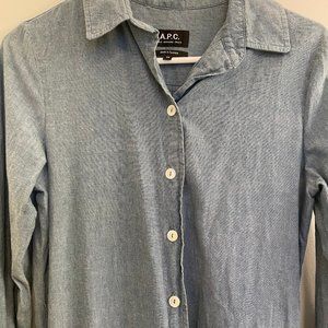 A.P.C. Chambray Button Down Midi Shirtdress Size 34